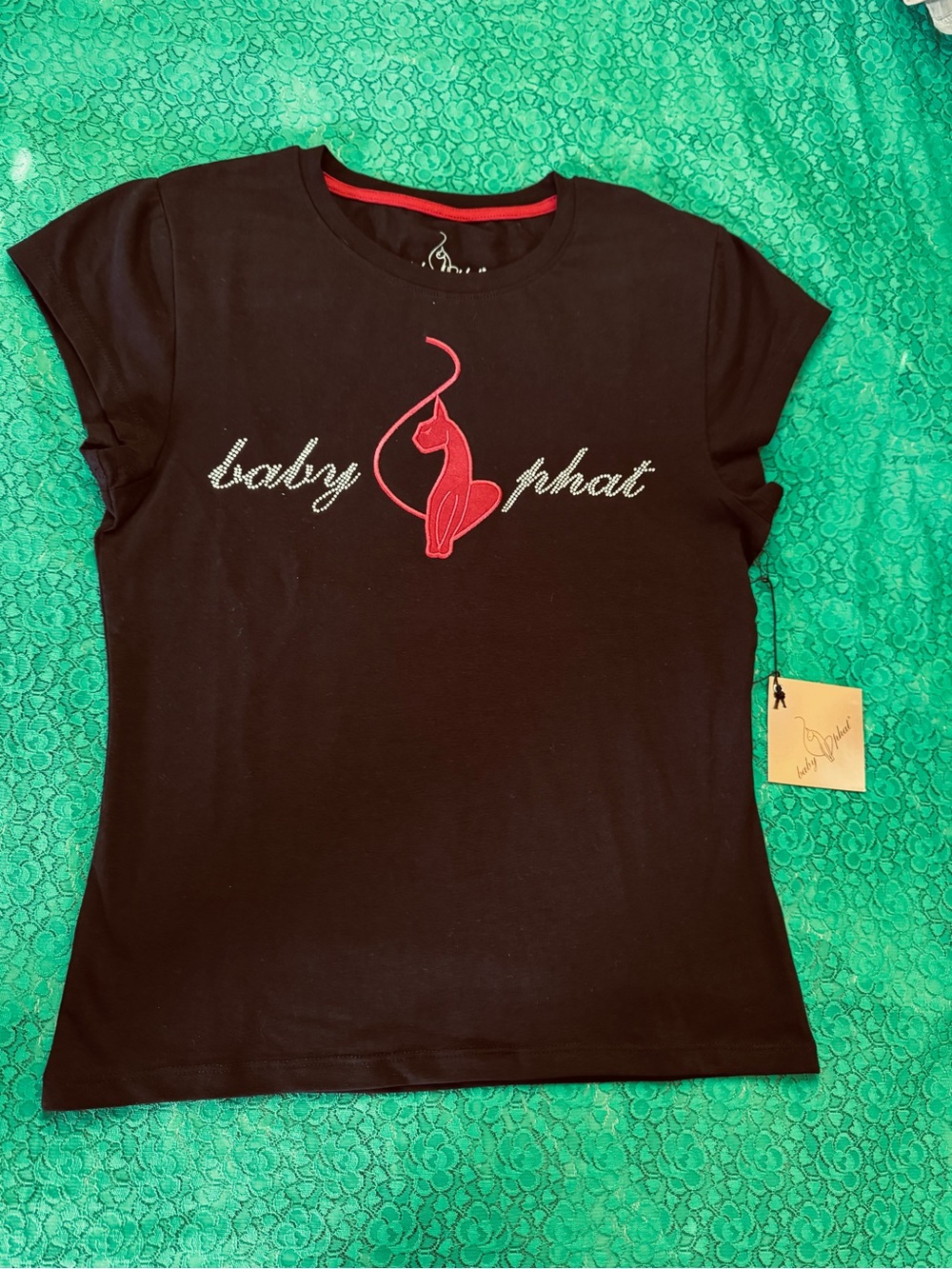 Baby Phat Black Tee with Red Cat Emblem